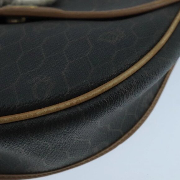 Christian Dior Honeycomb Canvas Shoulder Bag PVC Leather Black Auth 106108 - Picture 4 of 16